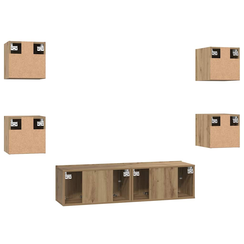 TV-Schrankset Wandmontiert 6 pcs Artisan-Eiche Holzwerkstoff