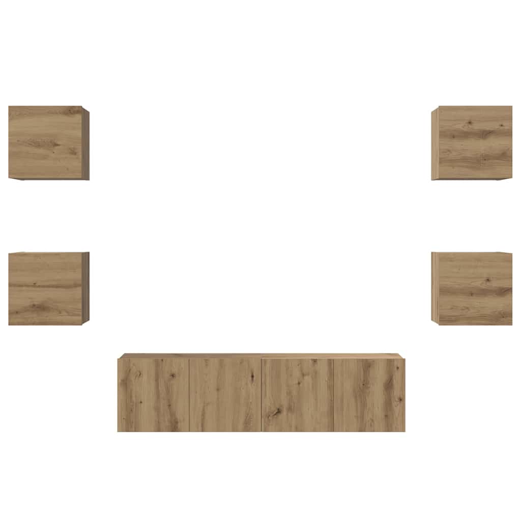 TV-Schrankset Wandmontiert 6 pcs Artisan-Eiche Holzwerkstoff