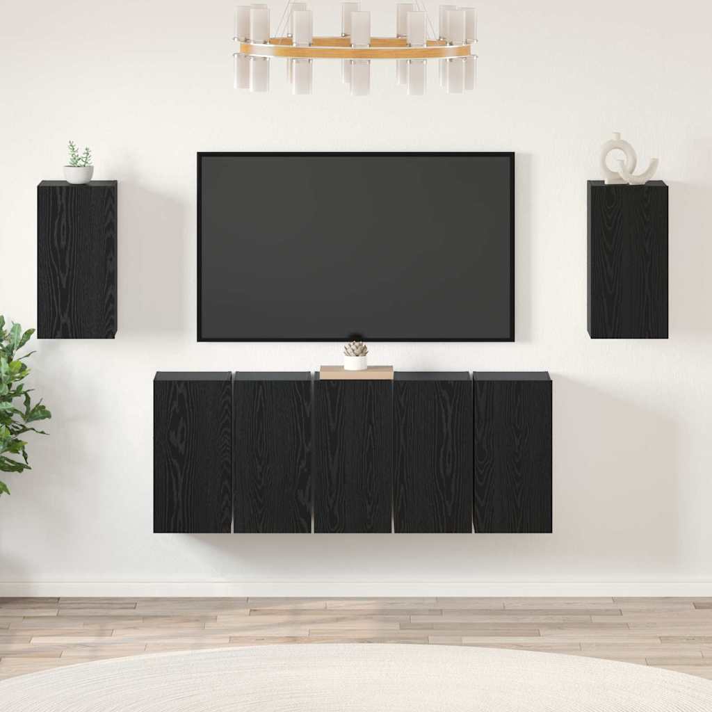 TV-Schrankset 7 pcs Schwarz Eichen-Optik 30,5 x 30 x 60 cm