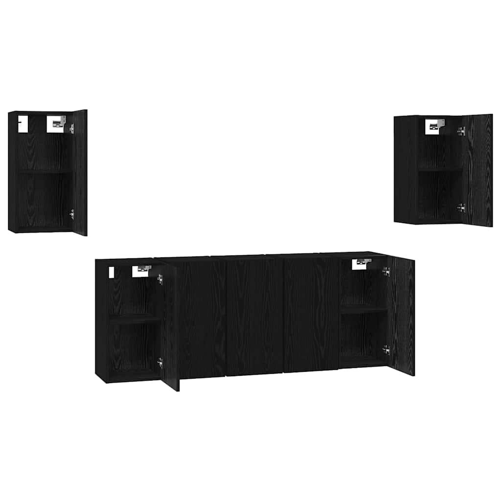 TV-Schrankset 7 pcs Schwarz Eichen-Optik 30,5 x 30 x 60 cm