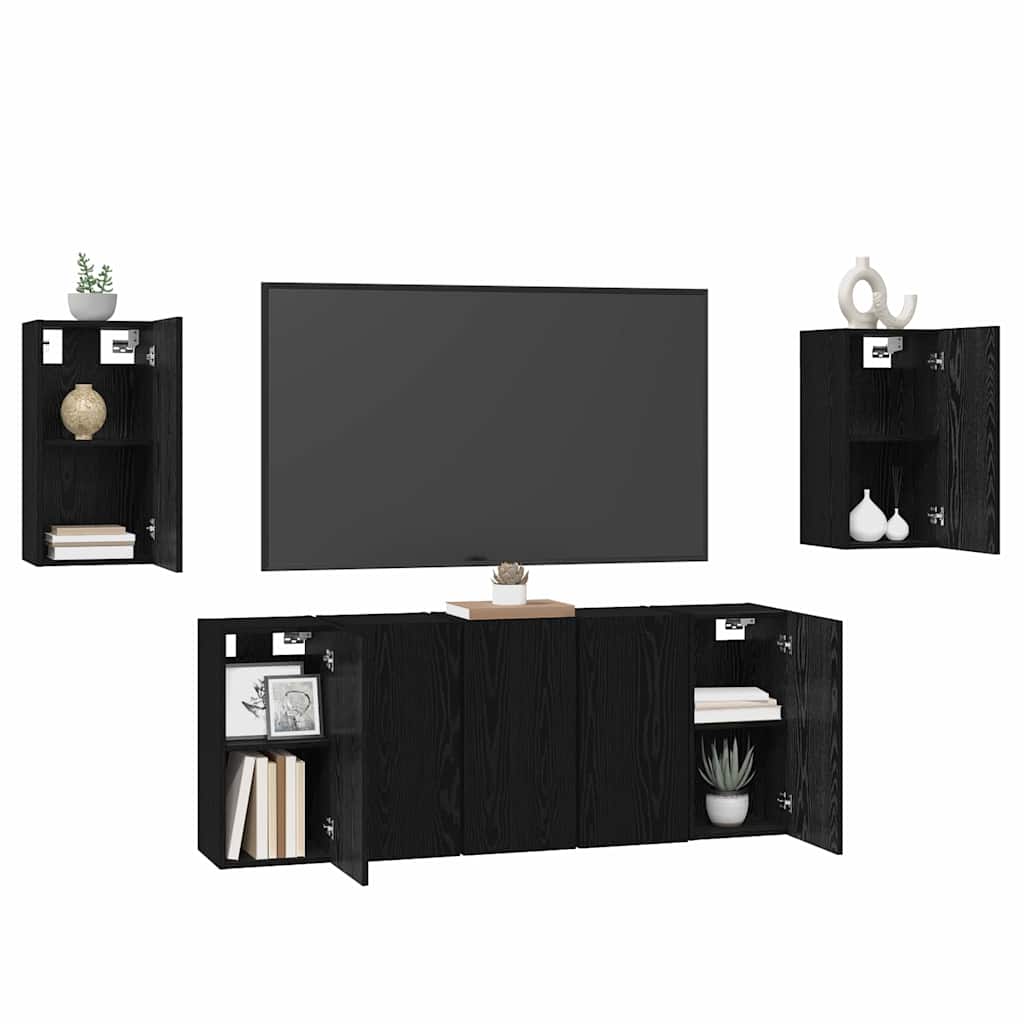 TV-Schrankset 7 pcs Schwarz Eichen-Optik 30,5 x 30 x 60 cm