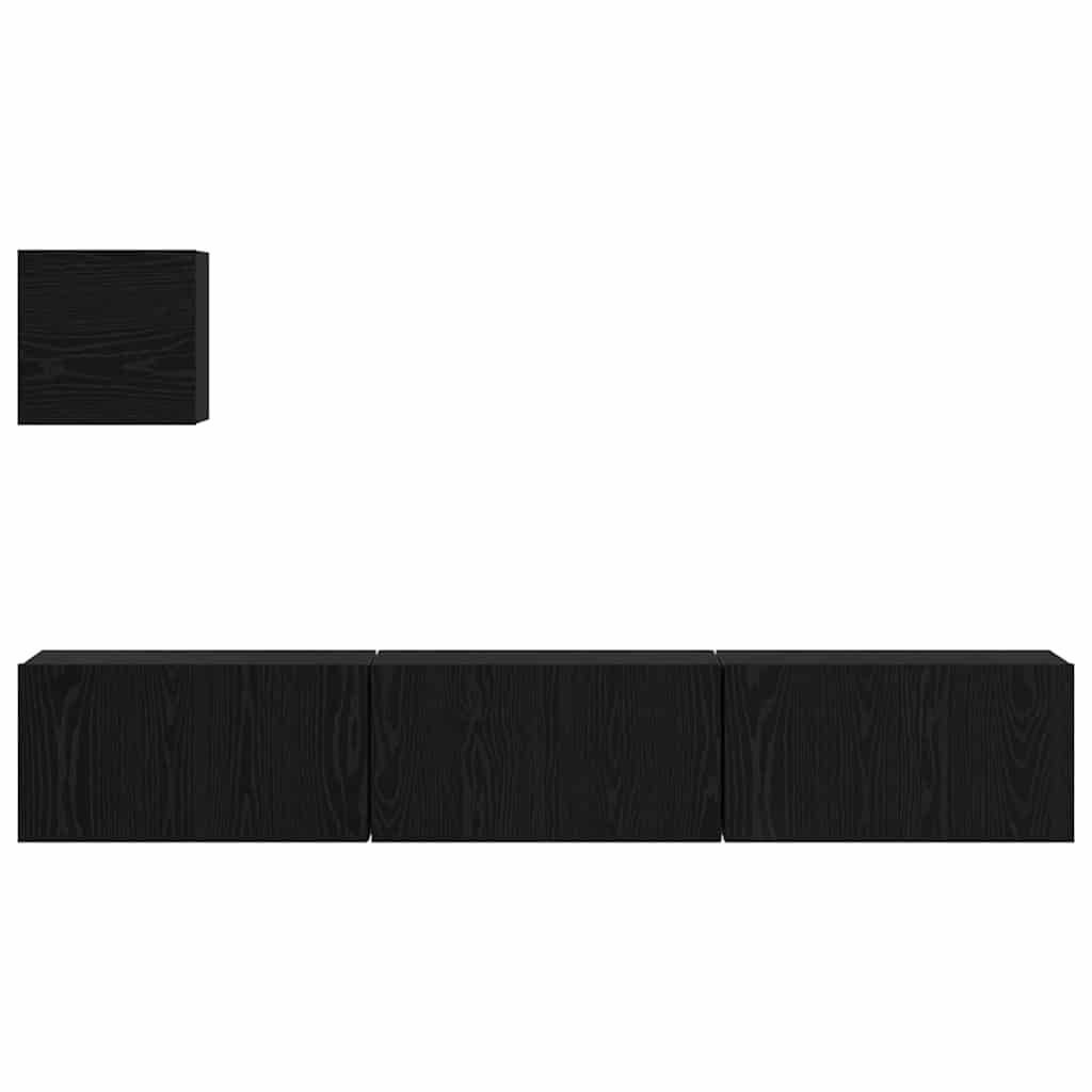 TV-Schrankset 4 pcs Schwarz Eichen-Optik Holzwerkstoff