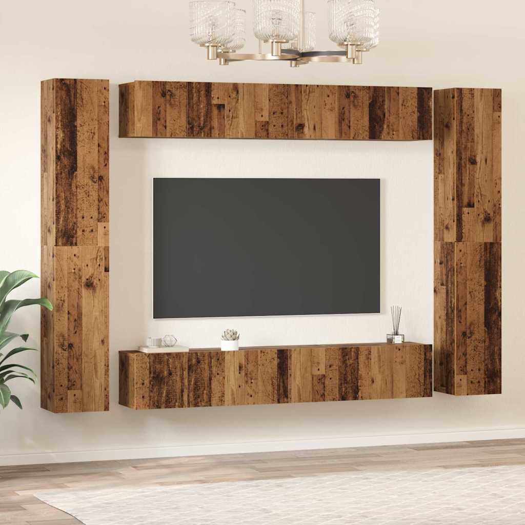 TV-Schrankset Wandmontiert 10 pcs Altholz Holzwerkstoff