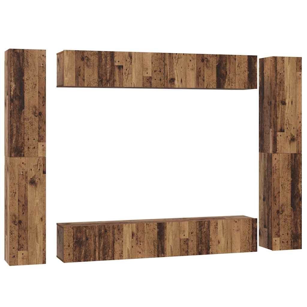 TV-Schrankset Wandmontiert 10 pcs Altholz Holzwerkstoff