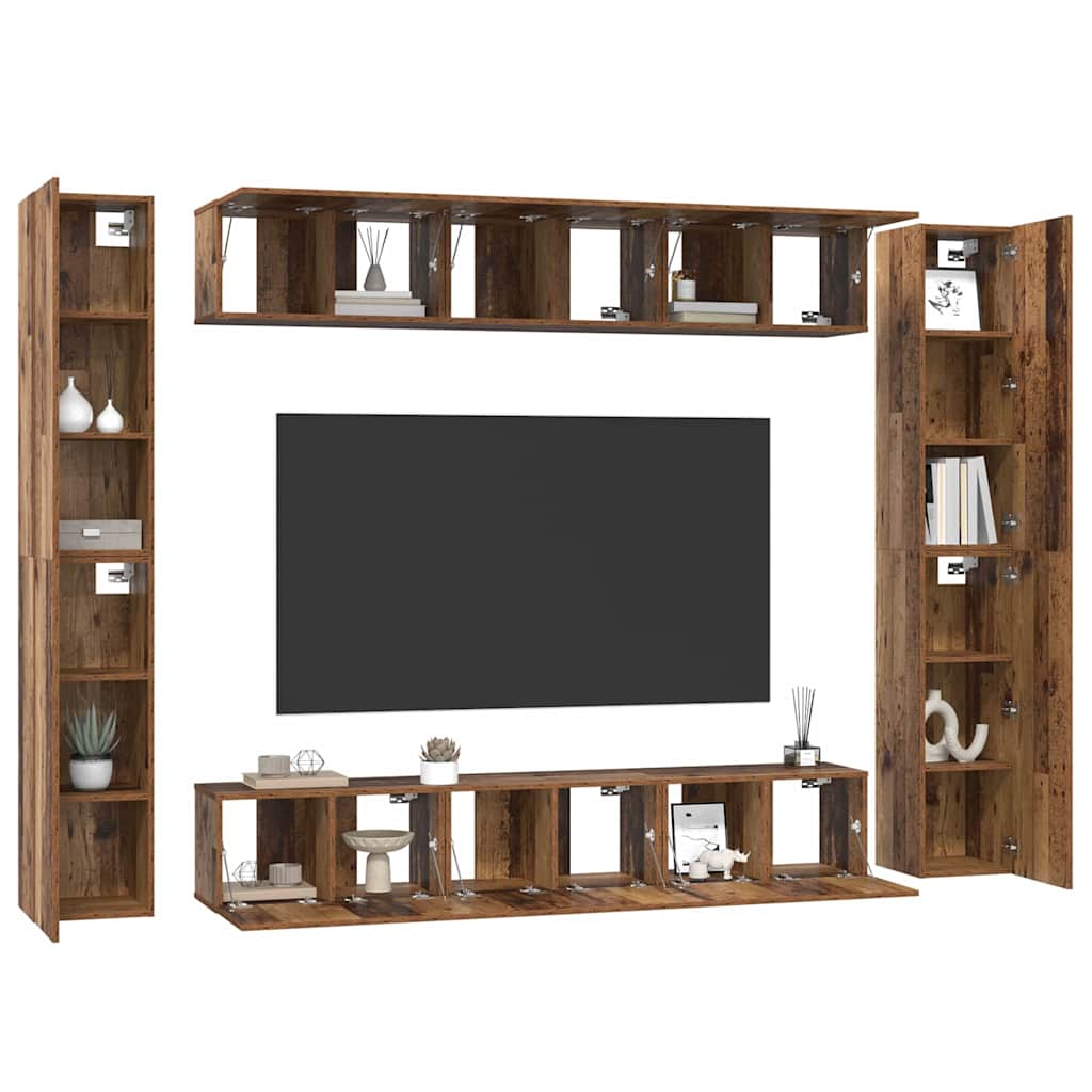 TV-Schrankset Wandmontiert 10 pcs Altholz Holzwerkstoff