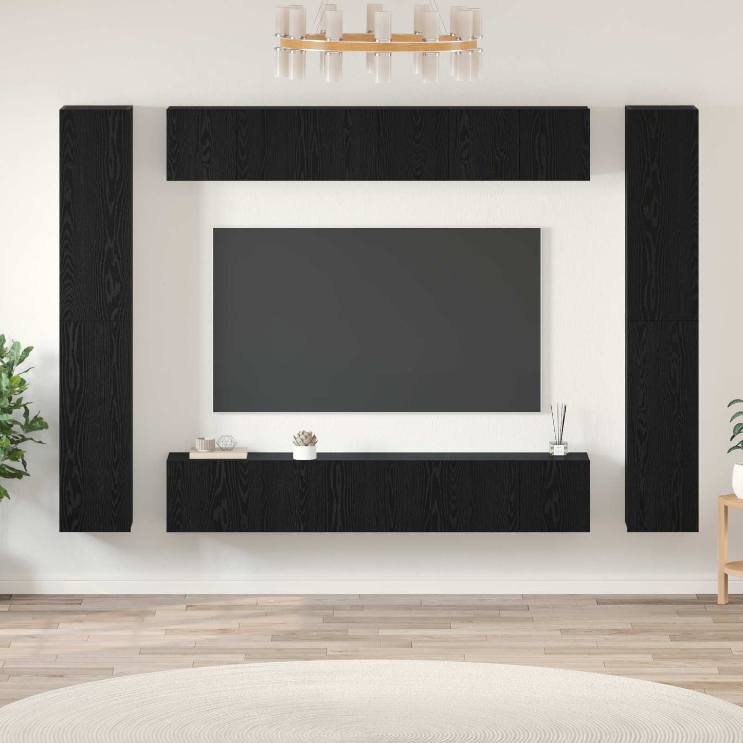 TV-Schrankset 10 pcs Schwarz Eichen-Optik Holzwerkstoff