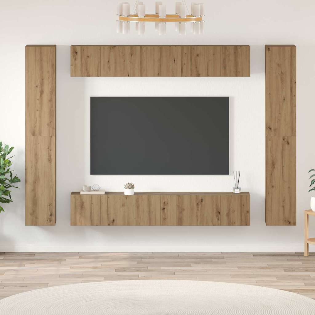 TV-Schrankset Wandmontiert 10 pcs Artisan-Eiche Holzwerkstoff