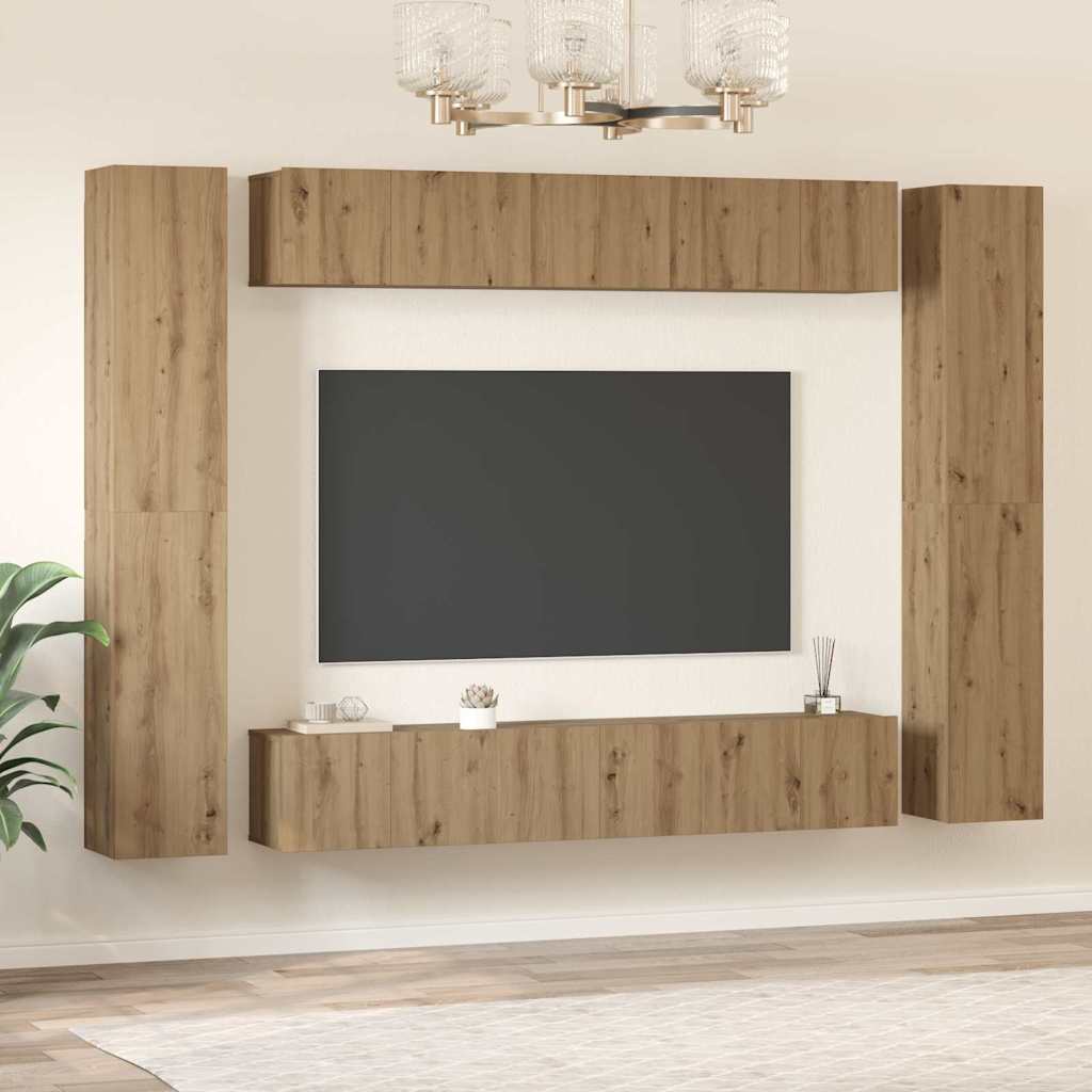 TV-Schrankset Wandmontiert 10 pcs Artisan-Eiche Holzwerkstoff
