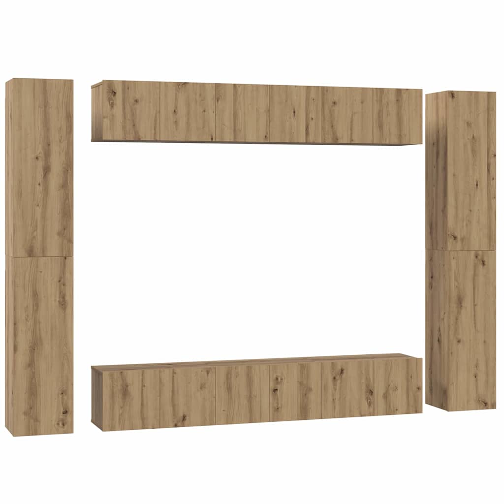 TV-Schrankset Wandmontiert 10 pcs Artisan-Eiche Holzwerkstoff
