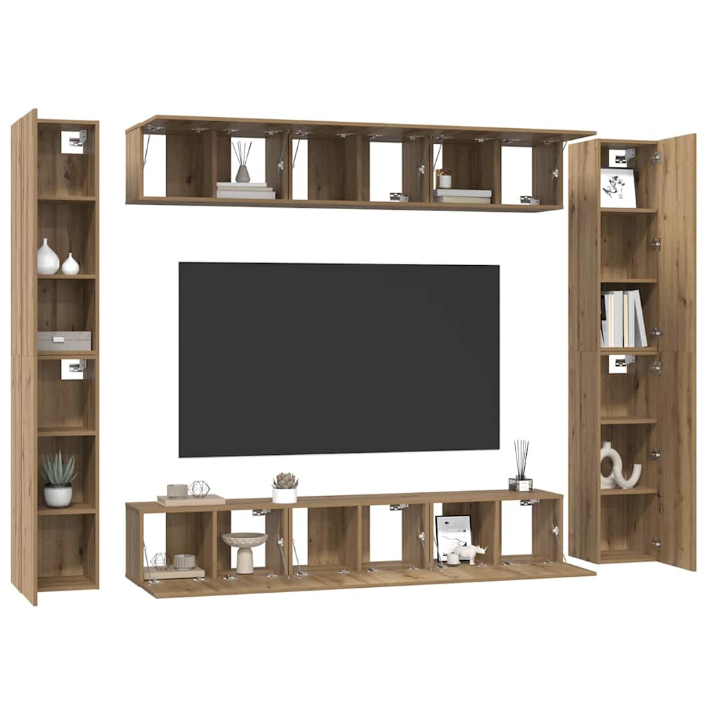 TV-Schrankset Wandmontiert 10 pcs Artisan-Eiche Holzwerkstoff