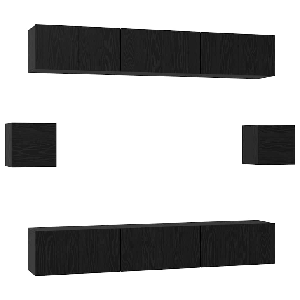 TV-Schrankset 8 pcs Schwarz Eichen-Optik Holzwerkstoff