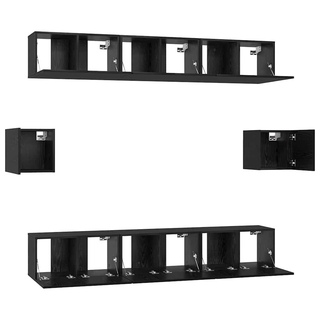 TV-Schrankset 8 pcs Schwarz Eichen-Optik Holzwerkstoff