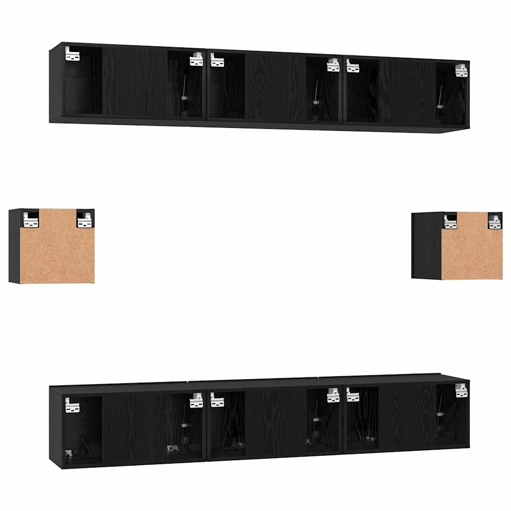 TV-Schrankset 8 pcs Schwarz Eichen-Optik Holzwerkstoff