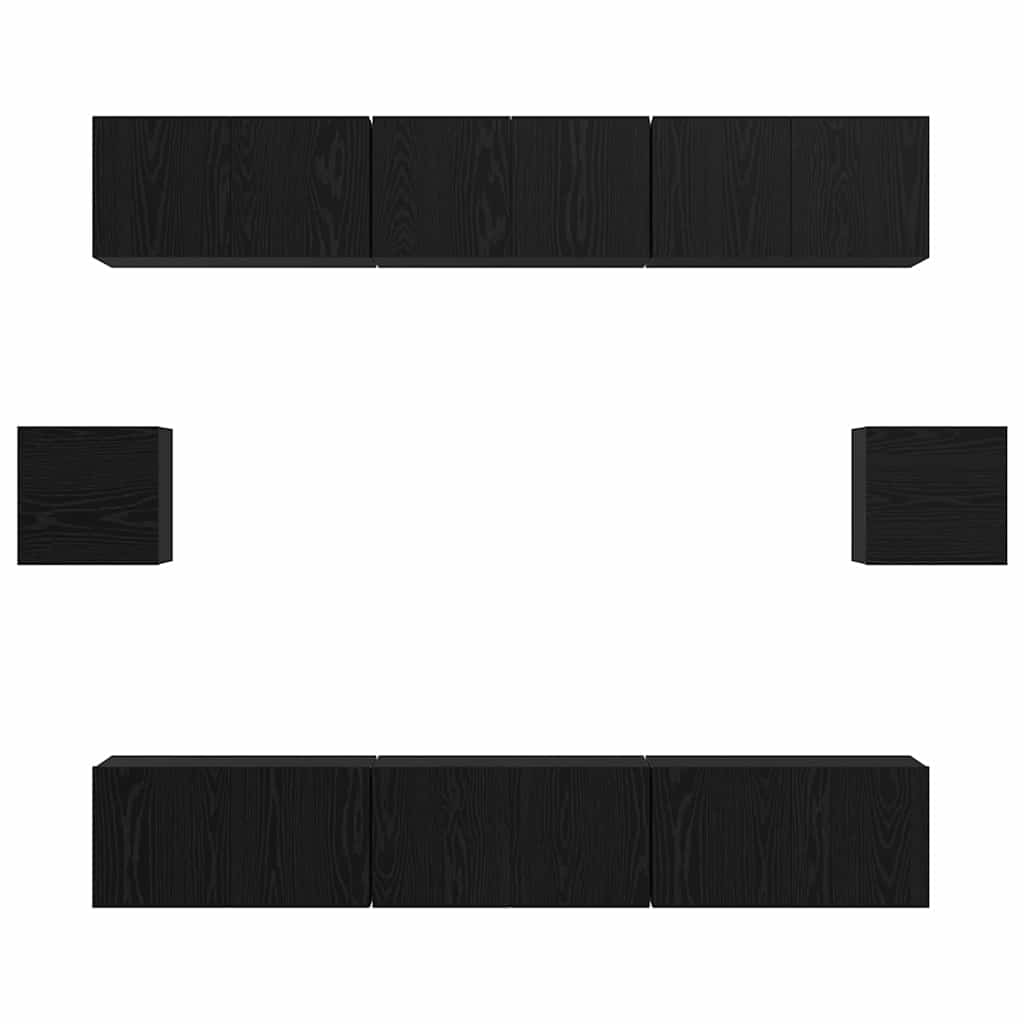 TV-Schrankset 8 pcs Schwarz Eichen-Optik Holzwerkstoff