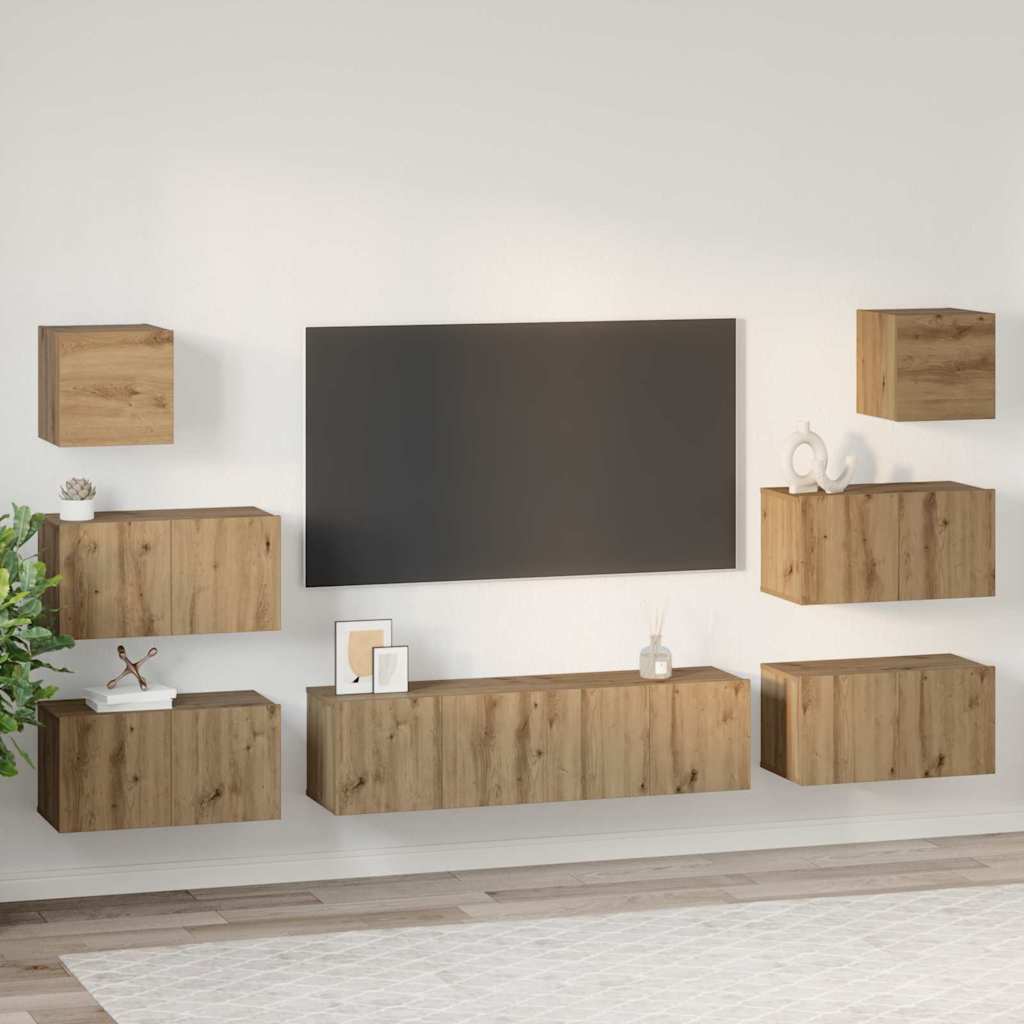 TV-Schrankset Wandmontiert 8 pcs Artisan-Eiche Holzwerkstoff