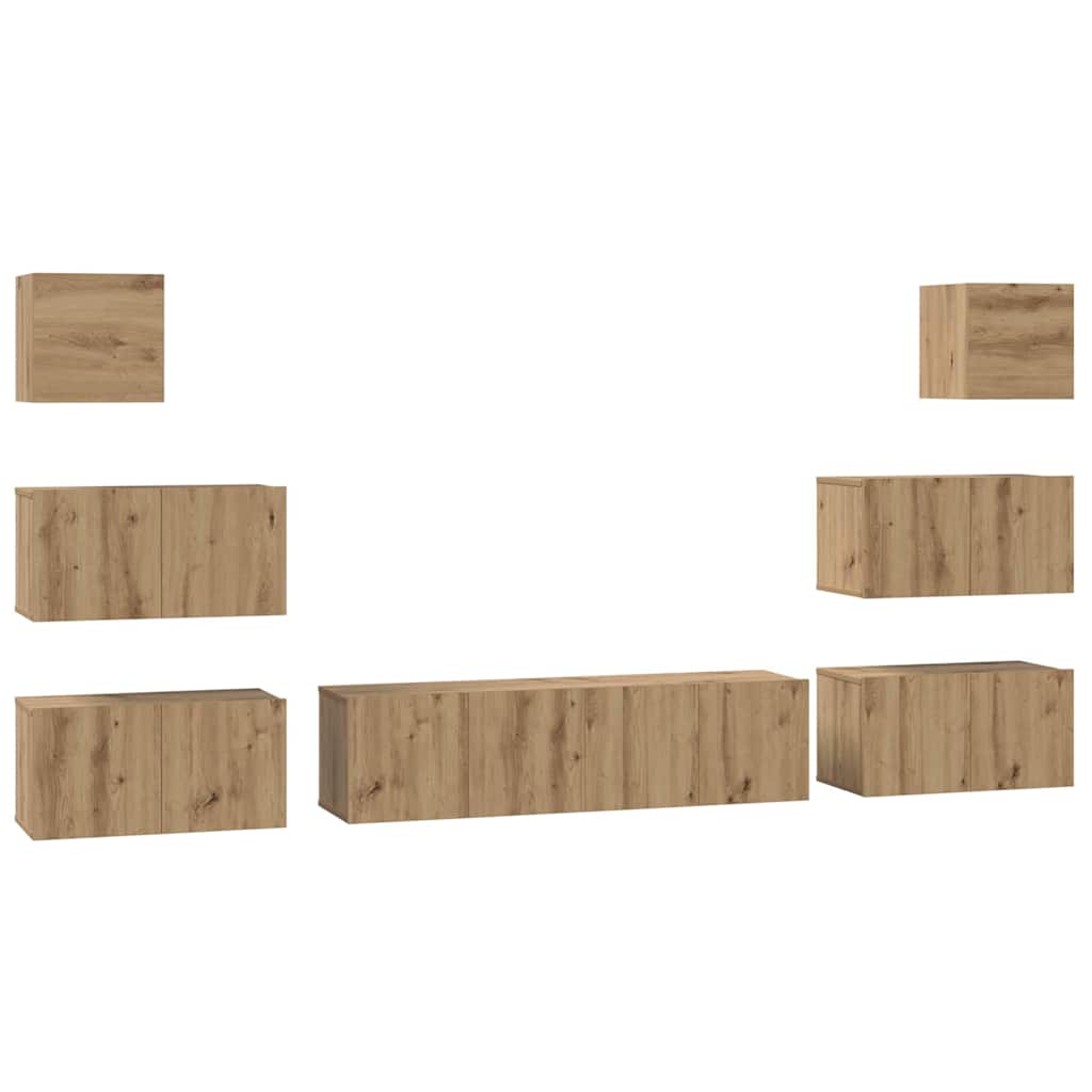 TV-Schrankset Wandmontiert 8 pcs Artisan-Eiche Holzwerkstoff