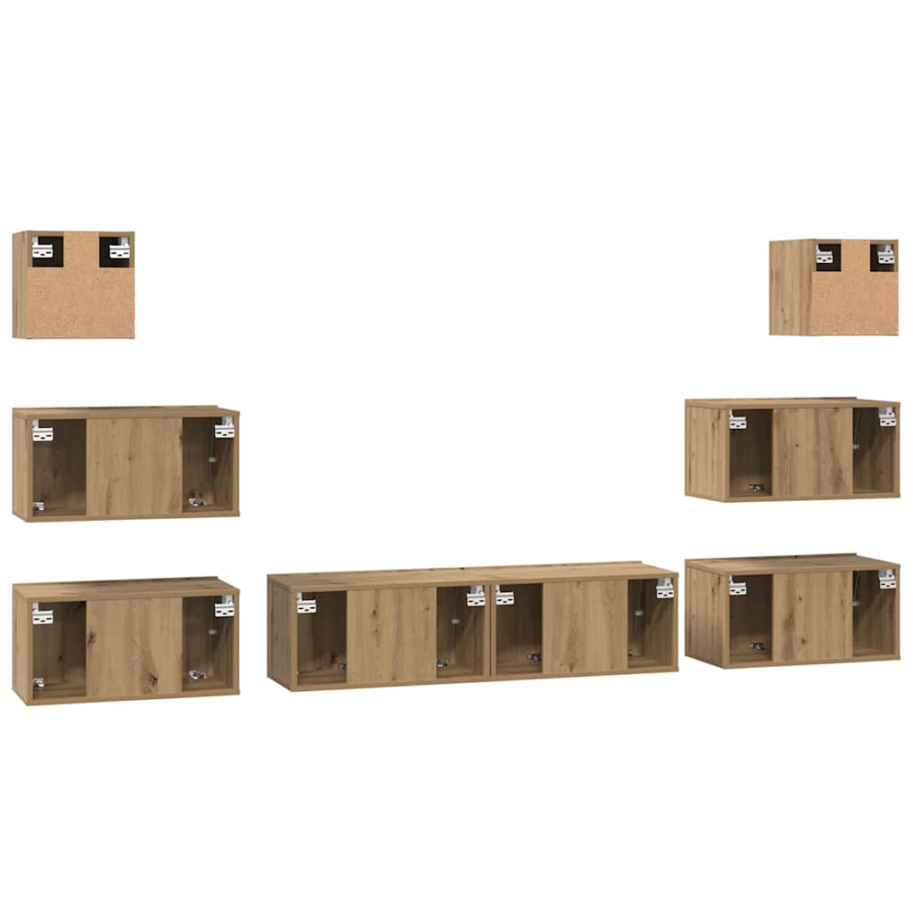 TV-Schrankset Wandmontiert 8 pcs Artisan-Eiche Holzwerkstoff