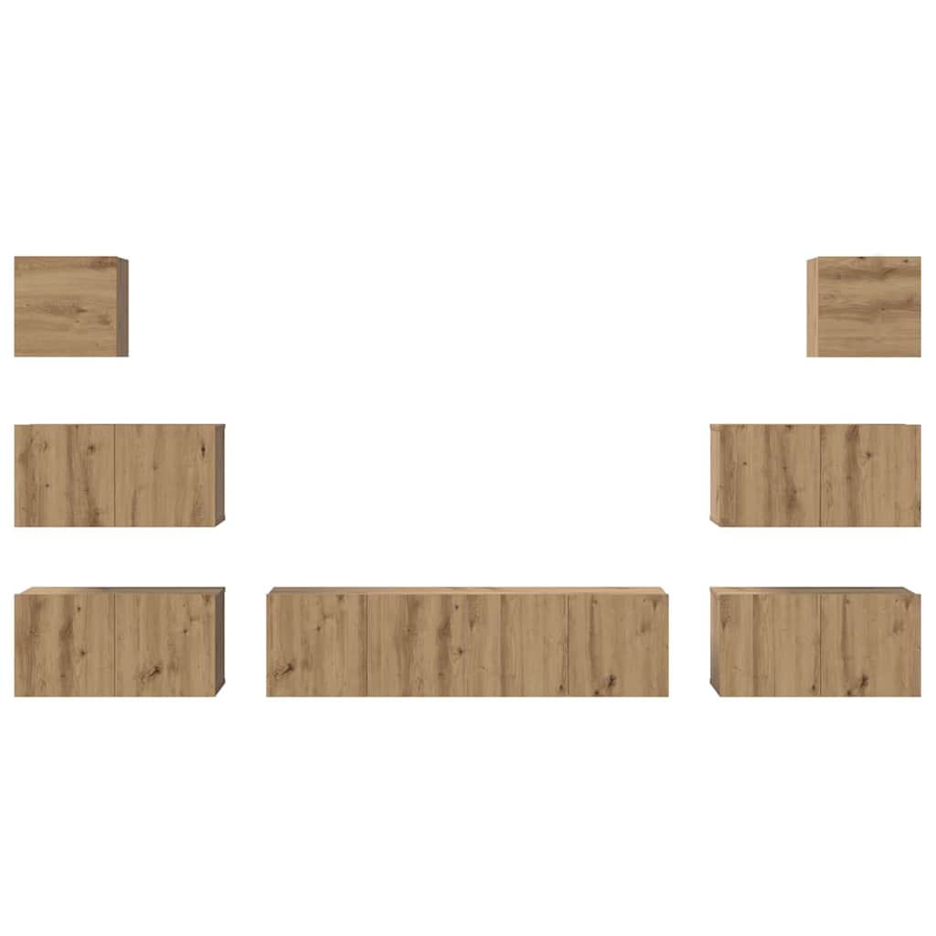 TV-Schrankset Wandmontiert 8 pcs Artisan-Eiche Holzwerkstoff