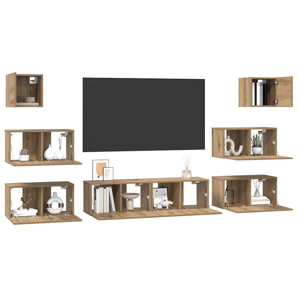 TV-Schrankset Wandmontiert 8 pcs Artisan-Eiche Holzwerkstoff