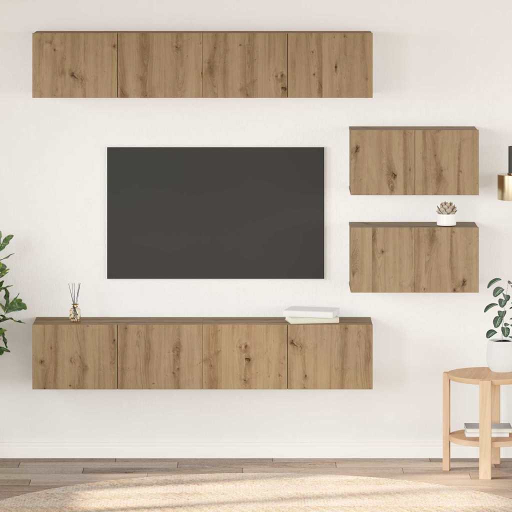 TV-Schrankset Wandmontiert 6 pcs Artisan-Eiche Holzwerkstoff