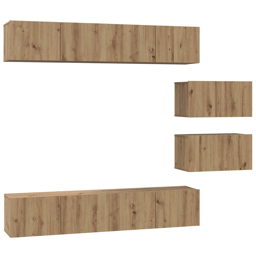 TV-Schrankset Wandmontiert 6 pcs Artisan-Eiche Holzwerkstoff