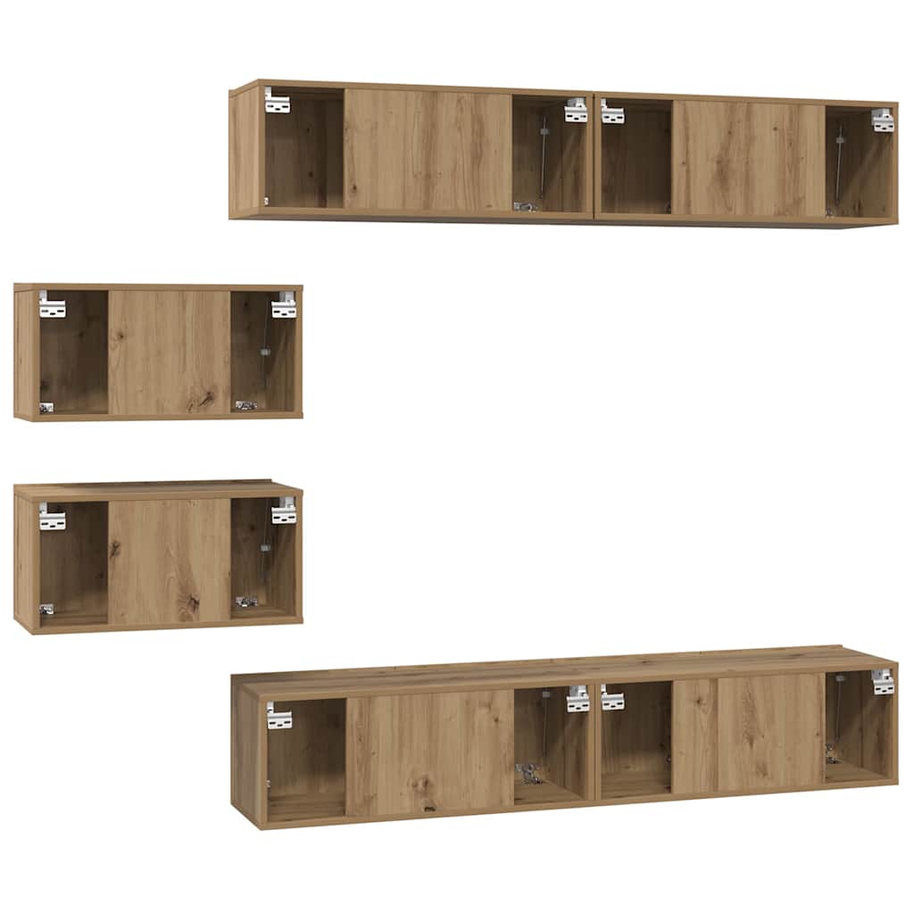 TV-Schrankset Wandmontiert 6 pcs Artisan-Eiche Holzwerkstoff
