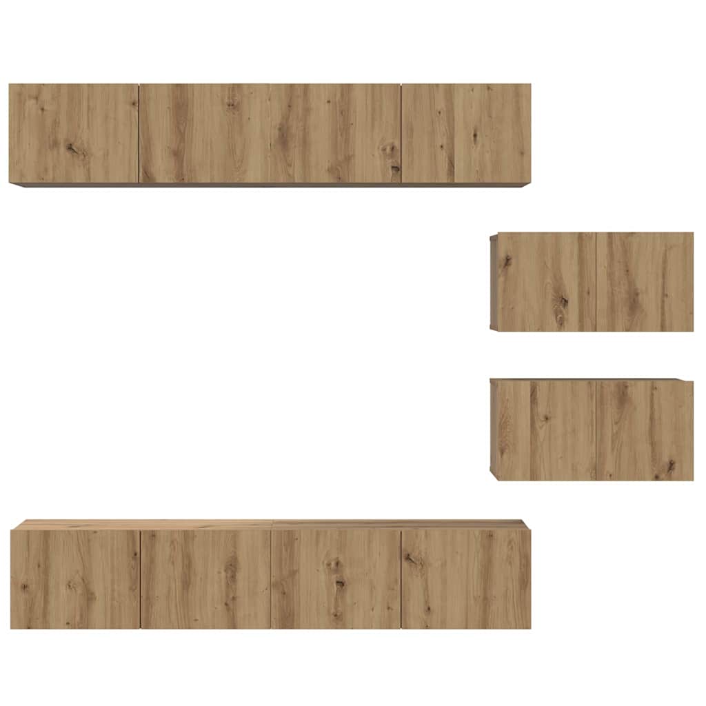 TV-Schrankset Wandmontiert 6 pcs Artisan-Eiche Holzwerkstoff