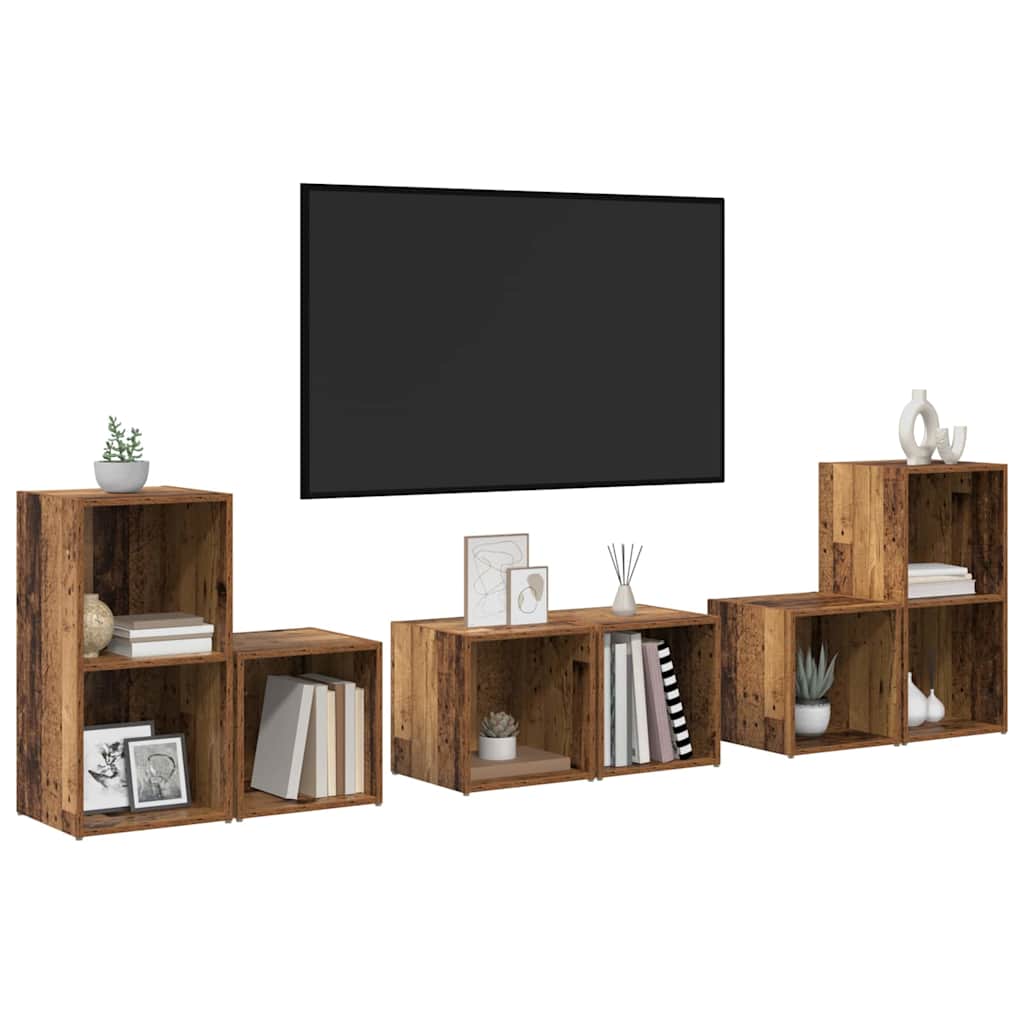 TV-Schrankset Wandmontiert 6 pcs Altholz Holzwerkstoff