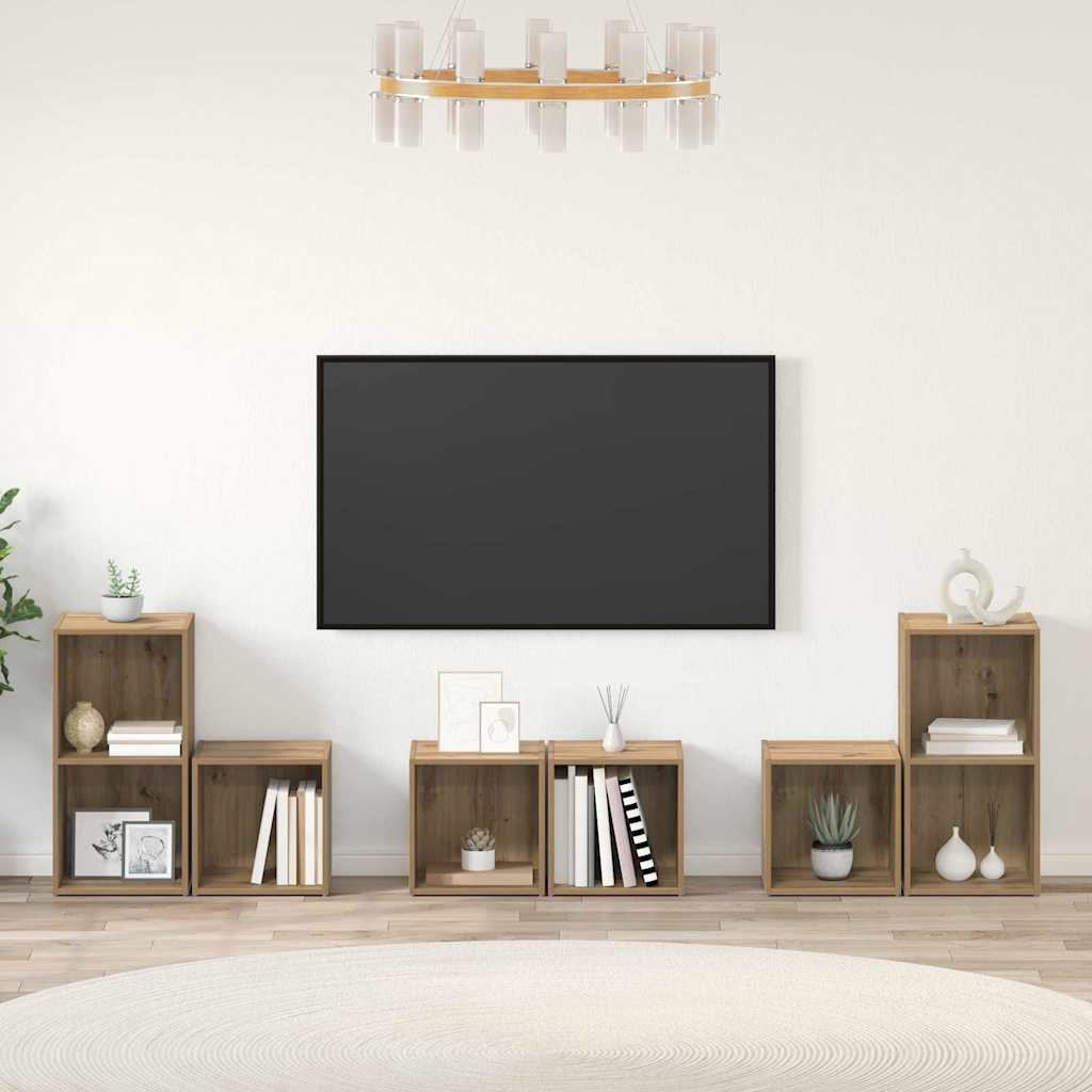TV-Schrankset Wandmontiert 6 pcs Artisan-Eiche Holzwerkstoff