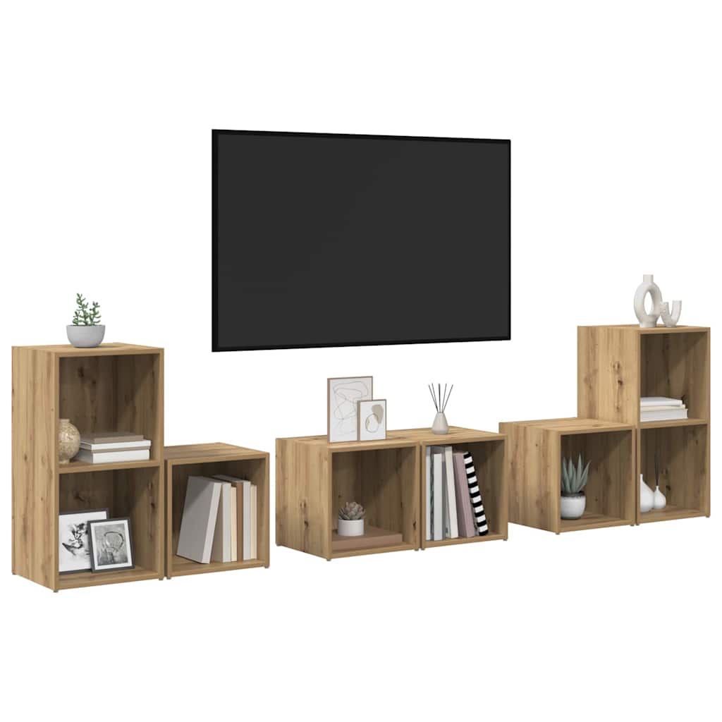 TV-Schrankset Wandmontiert 6 pcs Artisan-Eiche Holzwerkstoff