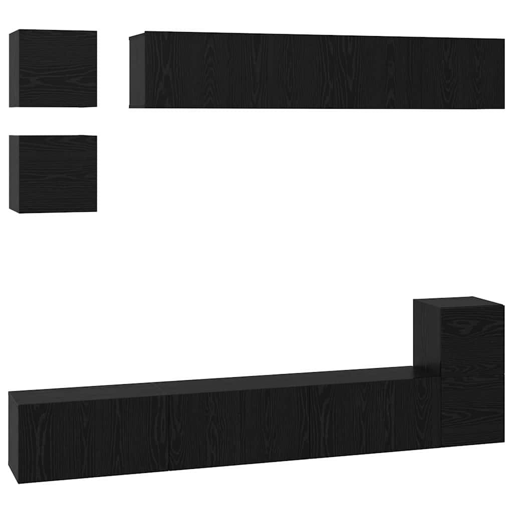 TV-Schrankset 8 pcs Schwarz Eichen-Optik Holzwerkstoff