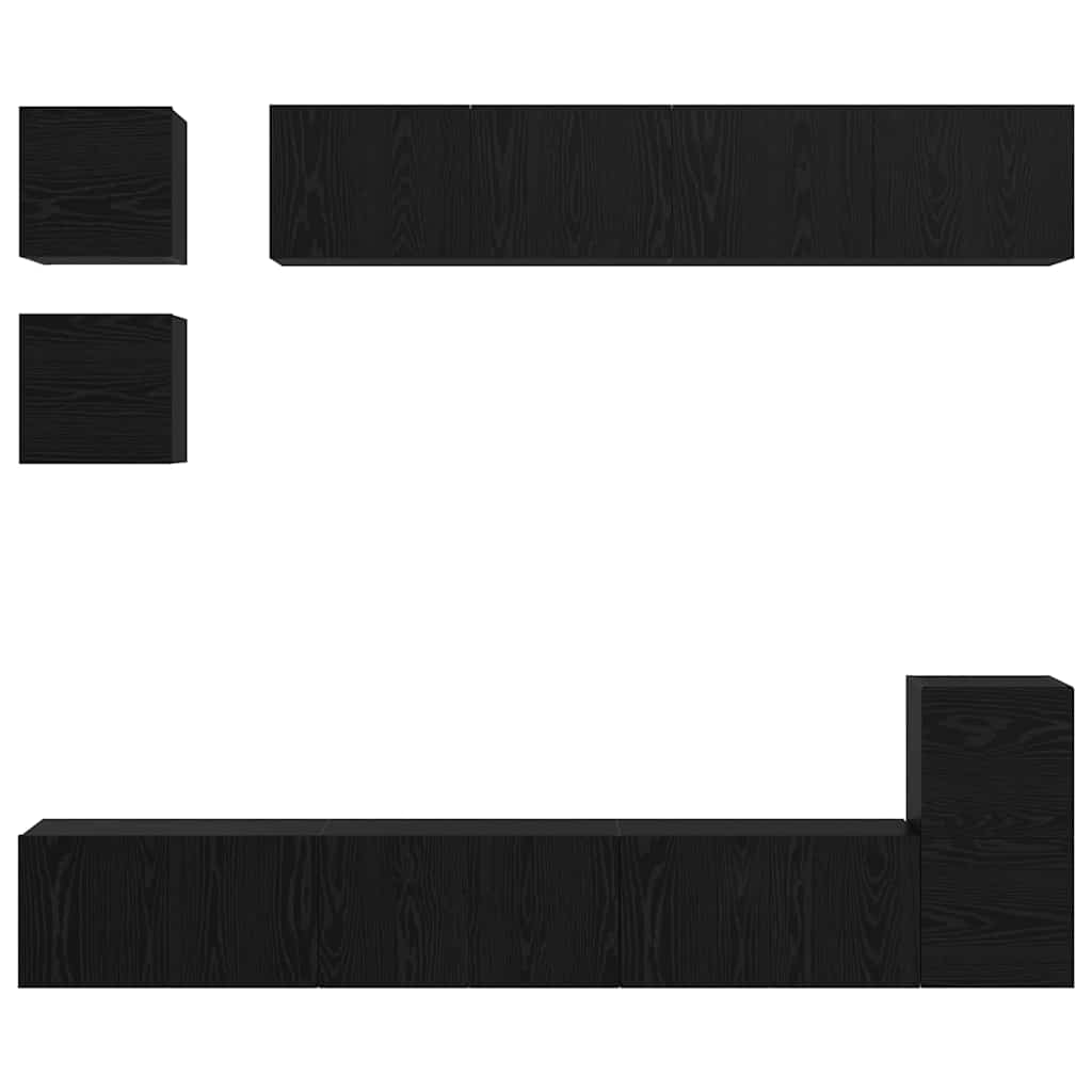 TV-Schrankset 8 pcs Schwarz Eichen-Optik Holzwerkstoff