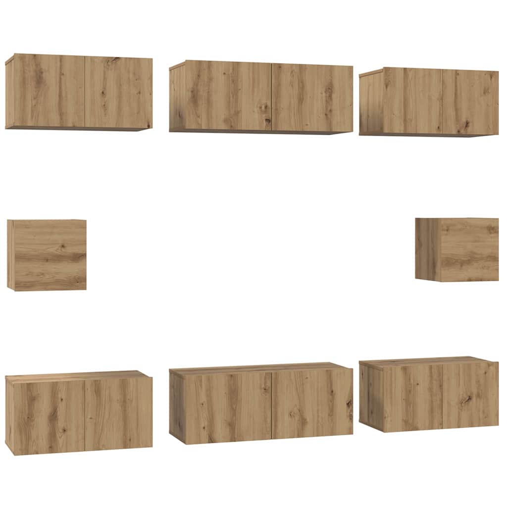 TV-Schrankset Wandmontiert 8 pcs Artisan-Eiche Holzwerkstoff