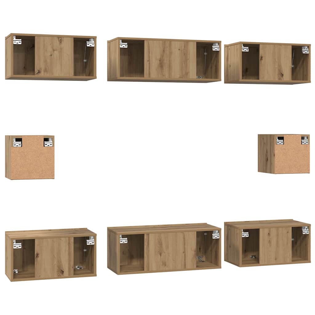 TV-Schrankset Wandmontiert 8 pcs Artisan-Eiche Holzwerkstoff
