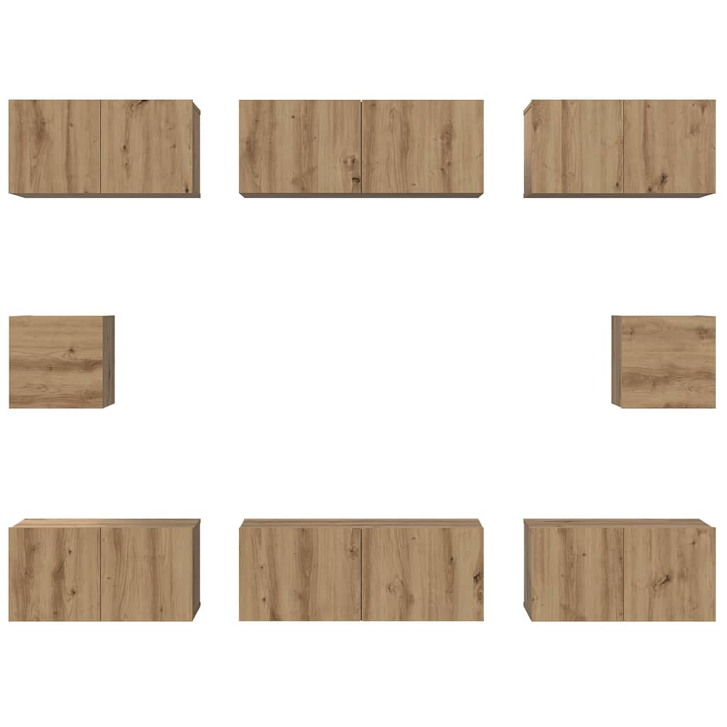 TV-Schrankset Wandmontiert 8 pcs Artisan-Eiche Holzwerkstoff