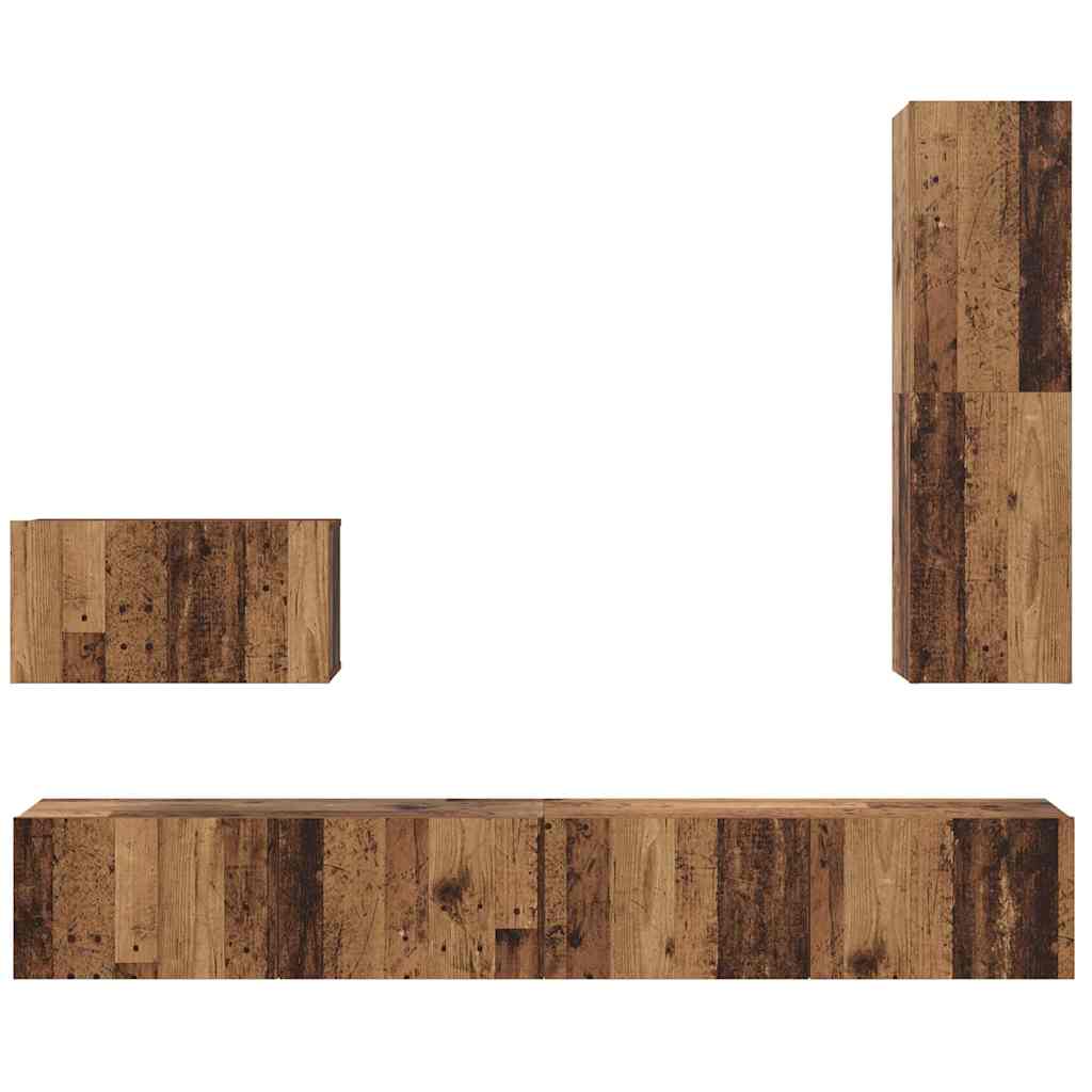 Wand-TV-Schrank Wandmontiert 4 pcs Altholz Holzwerkstoff