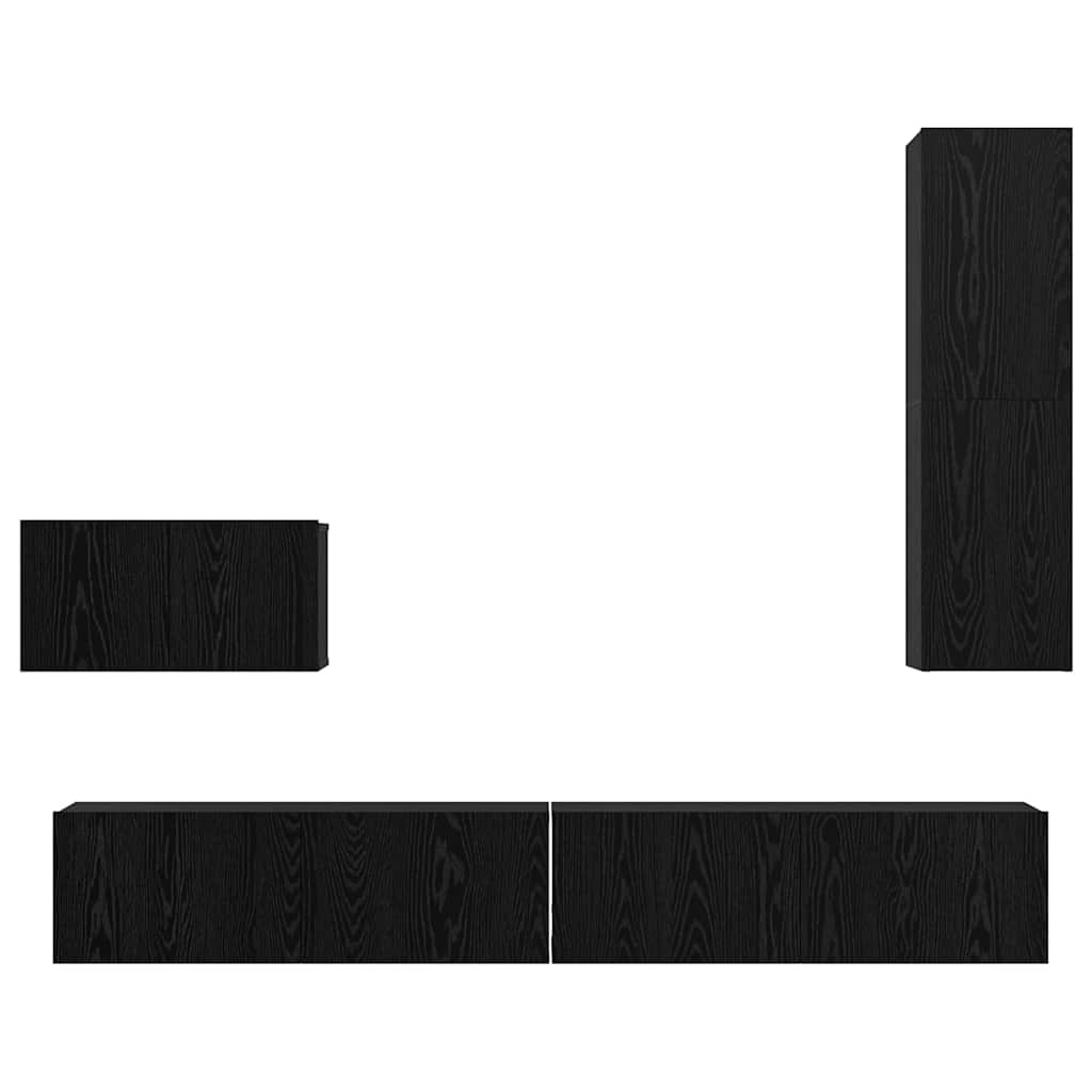 Wand-TV-Schrank 4 pcs Schwarz Eichen-Optik Holzwerkstoff