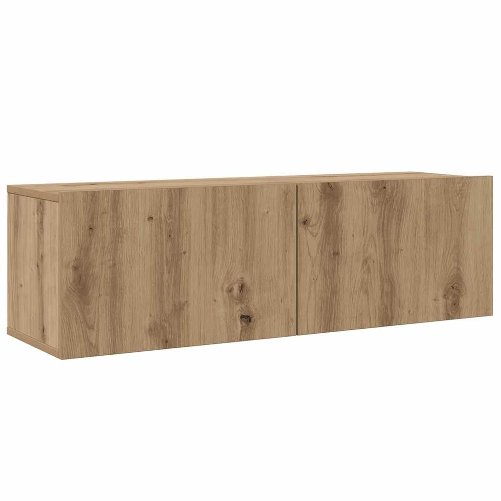 Wand-TV-Schrank Wandmontiert 4 pcs Artisan-Eiche Holzwerkstoff