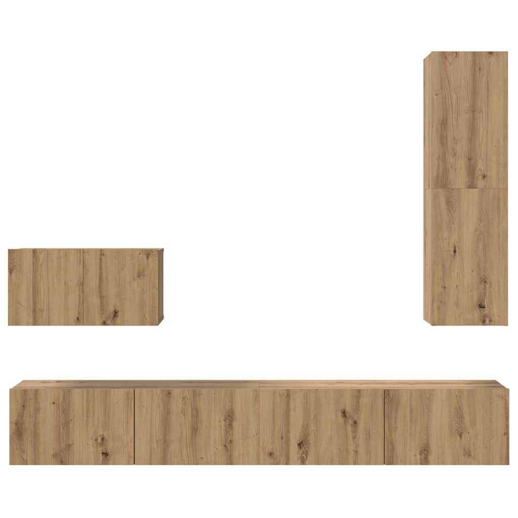 Wand-TV-Schrank Wandmontiert 4 pcs Artisan-Eiche Holzwerkstoff