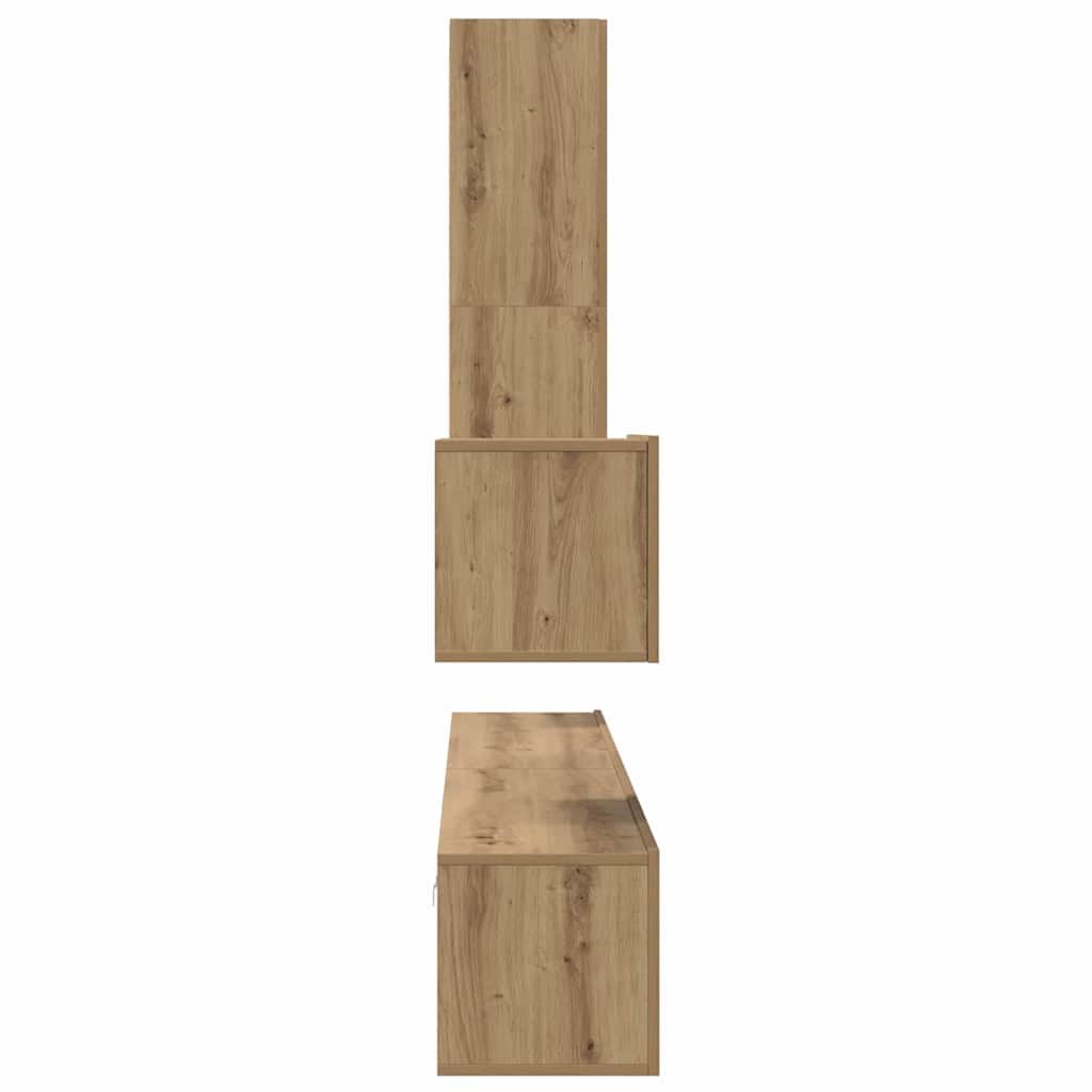 Wand-TV-Schrank Wandmontiert 4 pcs Artisan-Eiche Holzwerkstoff