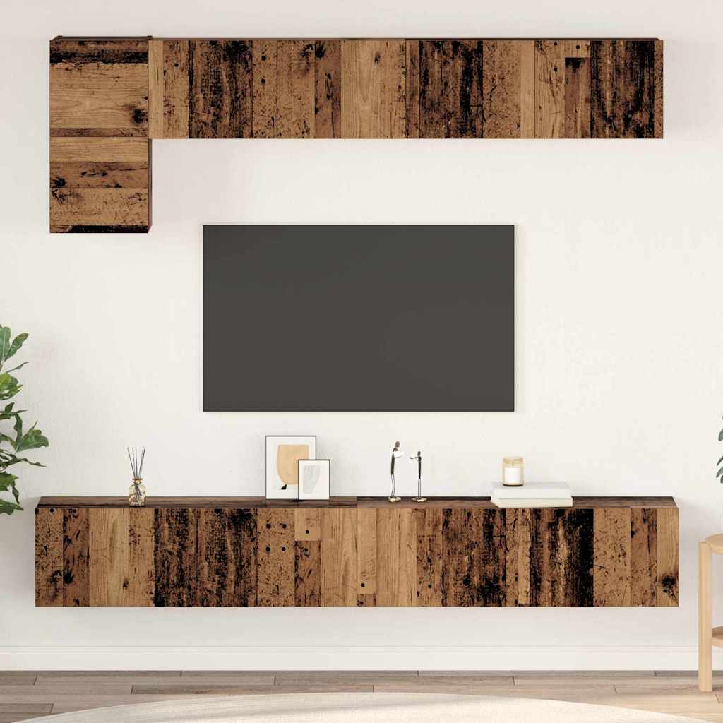 TV-Schrankset Wandmontiert 5 pcs Altholz Holzwerkstoff