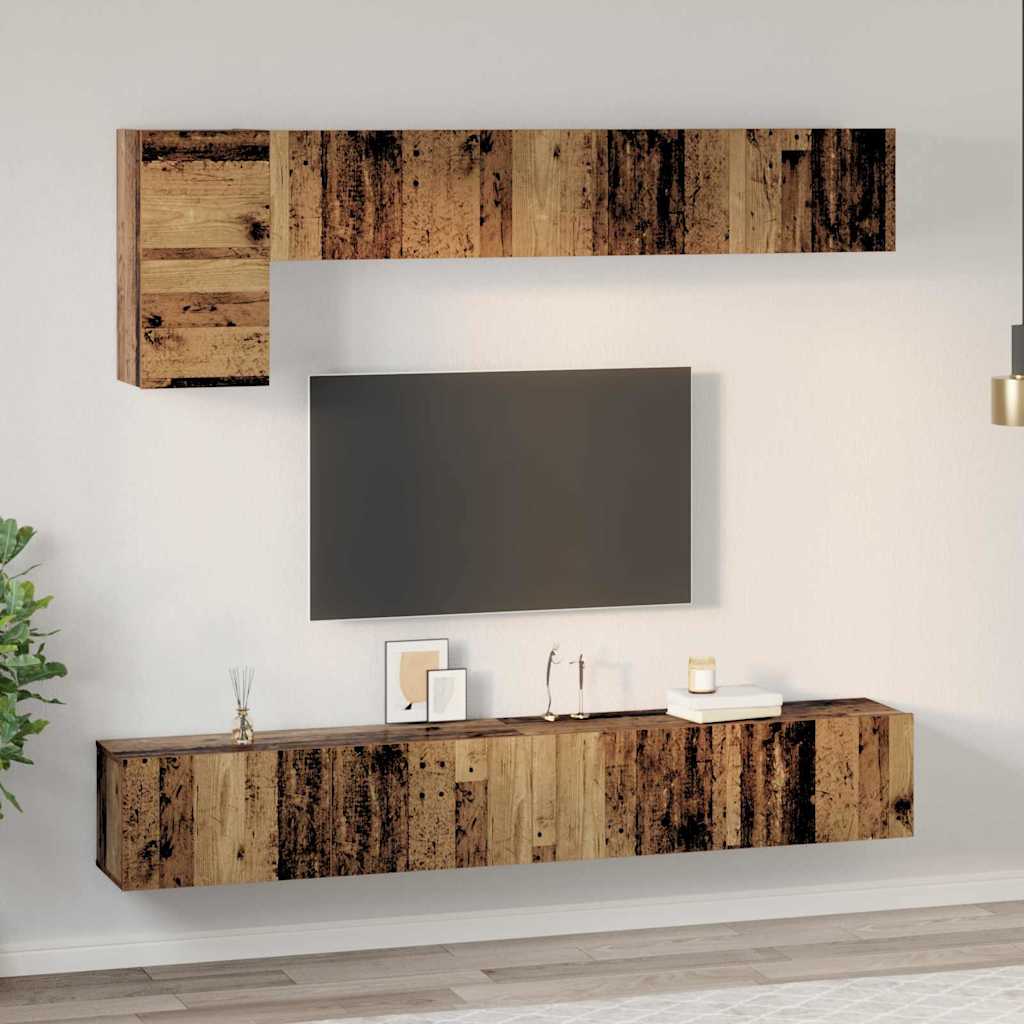 TV-Schrankset Wandmontiert 5 pcs Altholz Holzwerkstoff