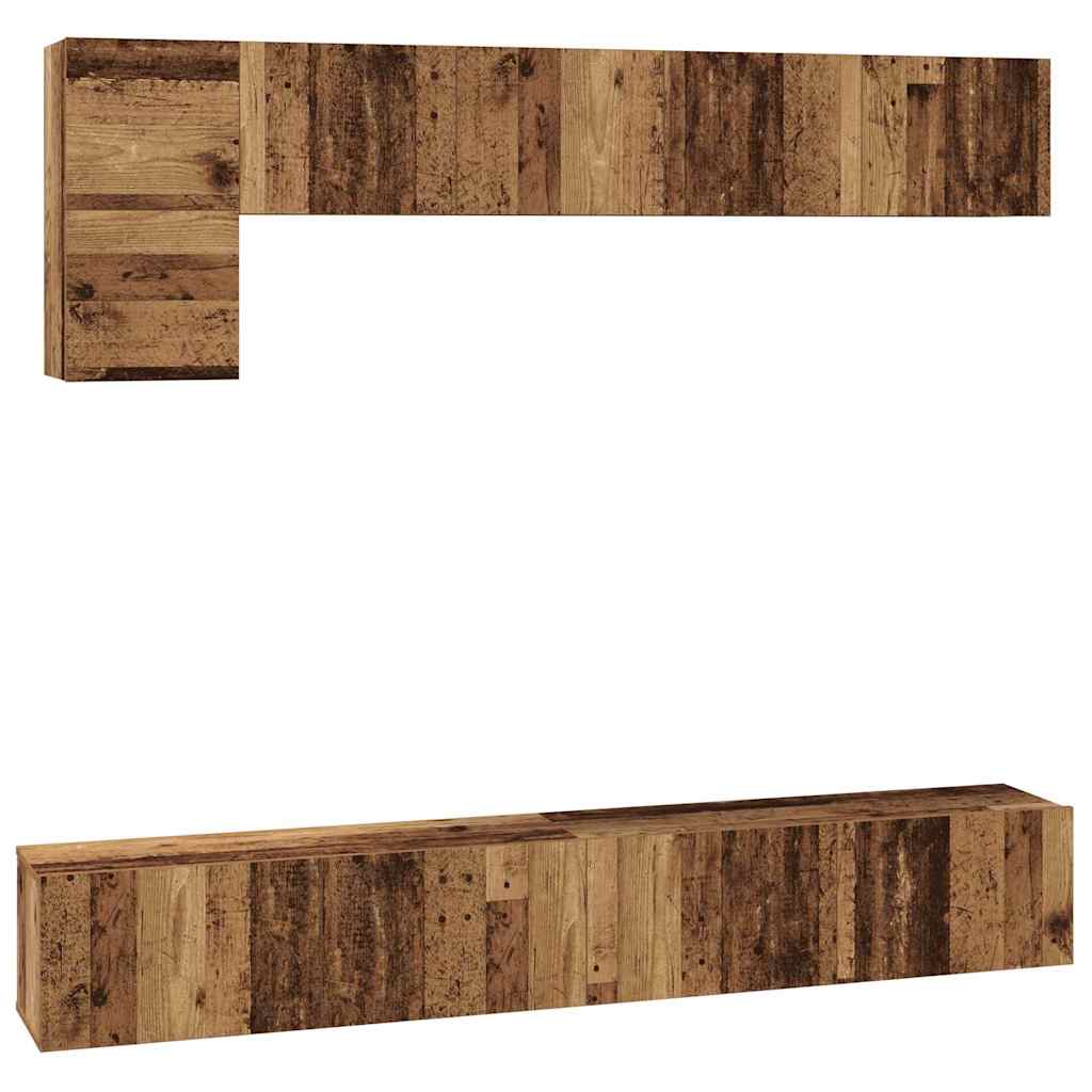 TV-Schrankset Wandmontiert 5 pcs Altholz Holzwerkstoff