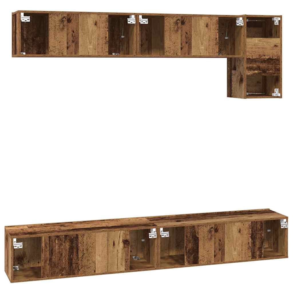 TV-Schrankset Wandmontiert 5 pcs Altholz Holzwerkstoff