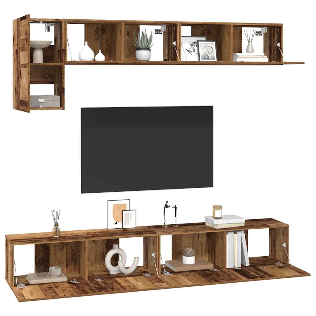 TV-Schrankset Wandmontiert 5 pcs Altholz Holzwerkstoff