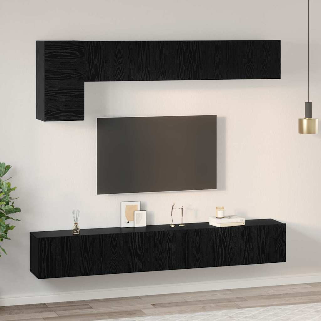 TV-Schrankset 5 pcs Schwarz Eichen-Optik Holzwerkstoff