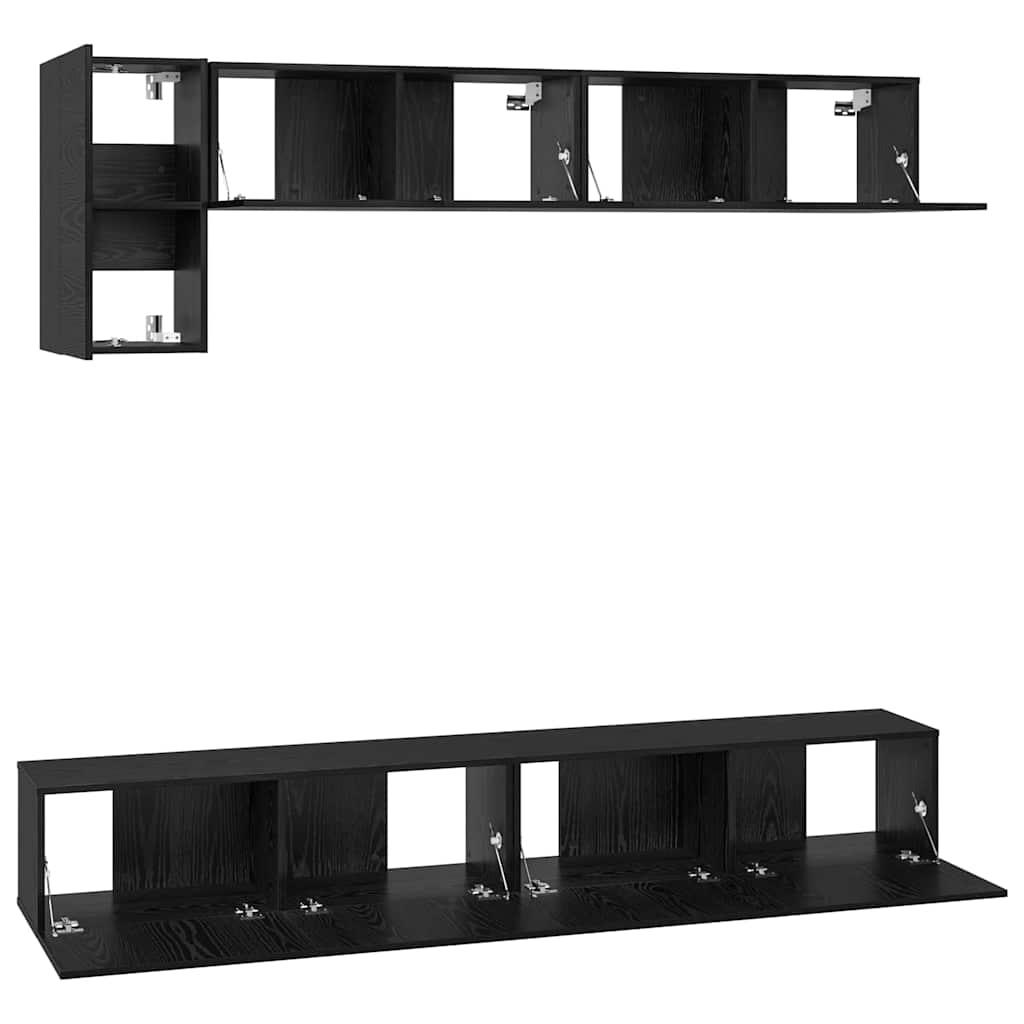 TV-Schrankset 5 pcs Schwarz Eichen-Optik Holzwerkstoff