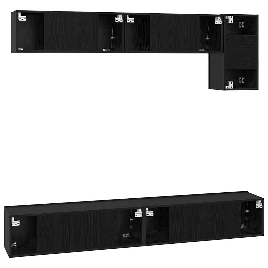 TV-Schrankset 5 pcs Schwarz Eichen-Optik Holzwerkstoff