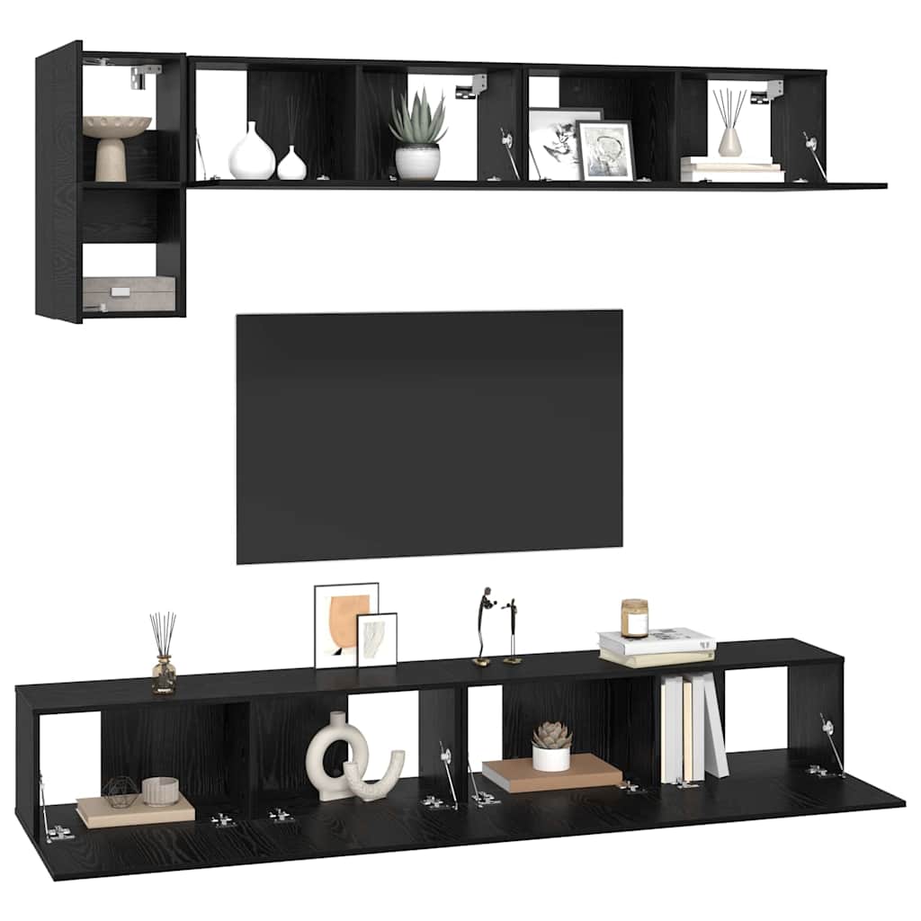 TV-Schrankset 5 pcs Schwarz Eichen-Optik Holzwerkstoff