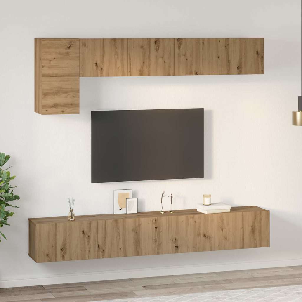TV-Schrankset Wandmontiert 5 pcs Artisan-Eiche Holzwerkstoff